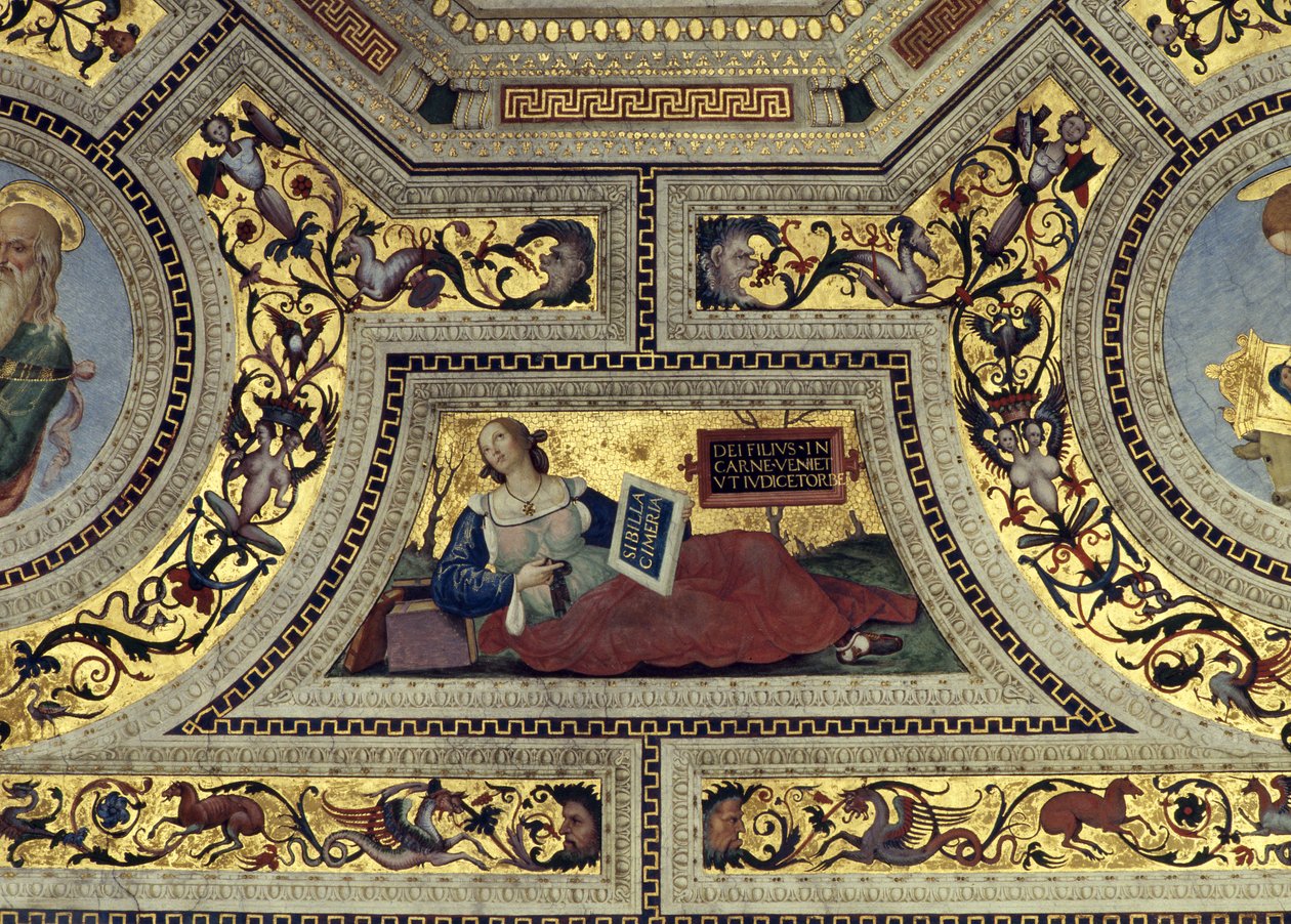 Klenba presbytáře s cimbuřím Sybily, Santa Maria del Popolo, Řím, asi 1484-92 od Bernardino di Betto Pinturicchio