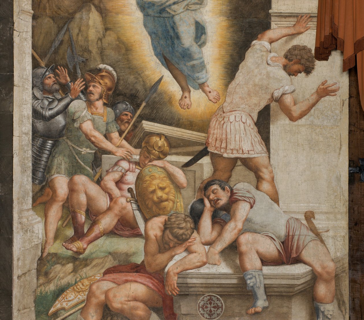 Counterfaccata, Bernardino Gatti, Vzkříšení 1529, Detail od Bernardino Gatti