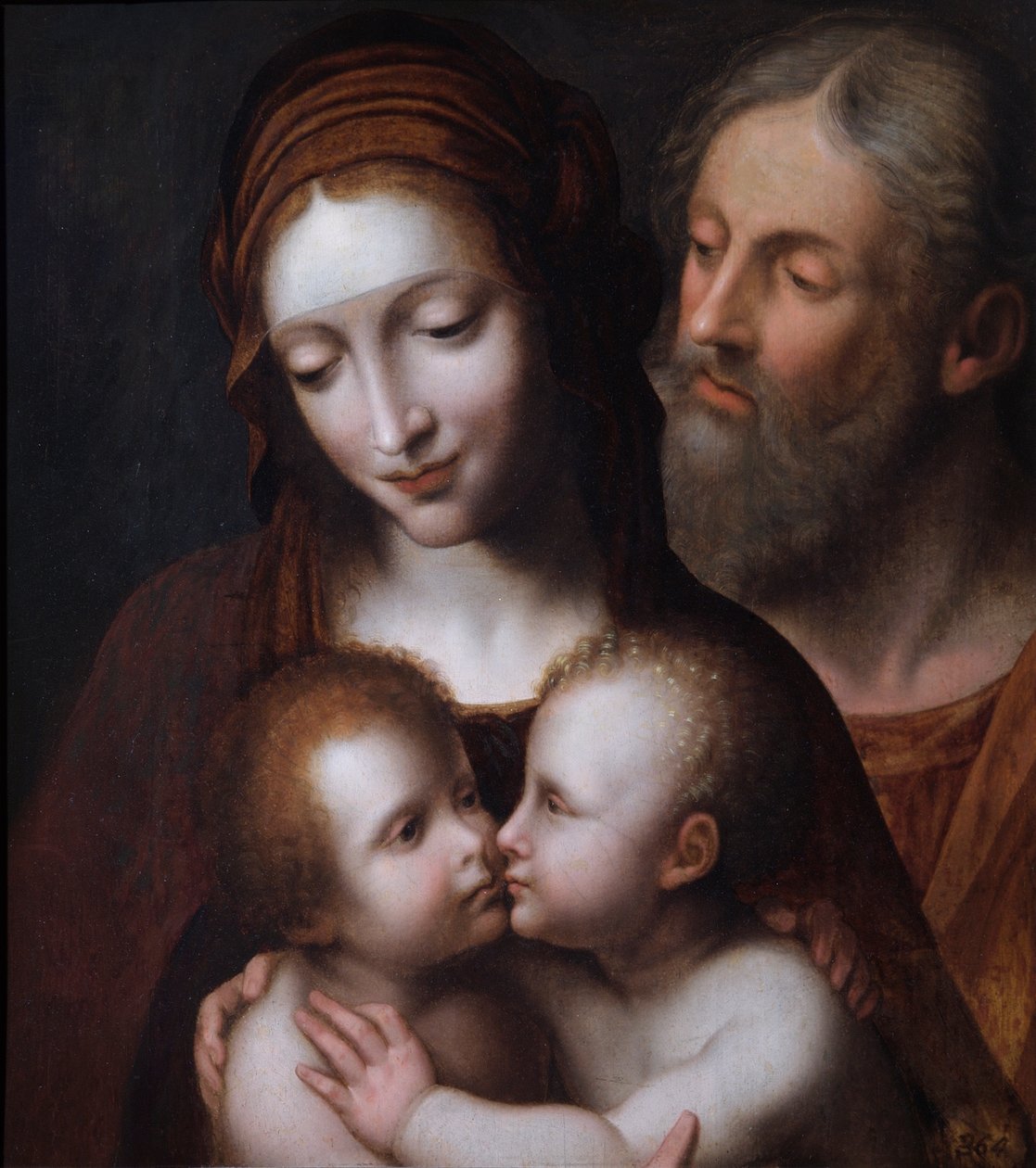 Svatá rodina s Janem (olej na jedlové desce) od Bernardino (after) Luini