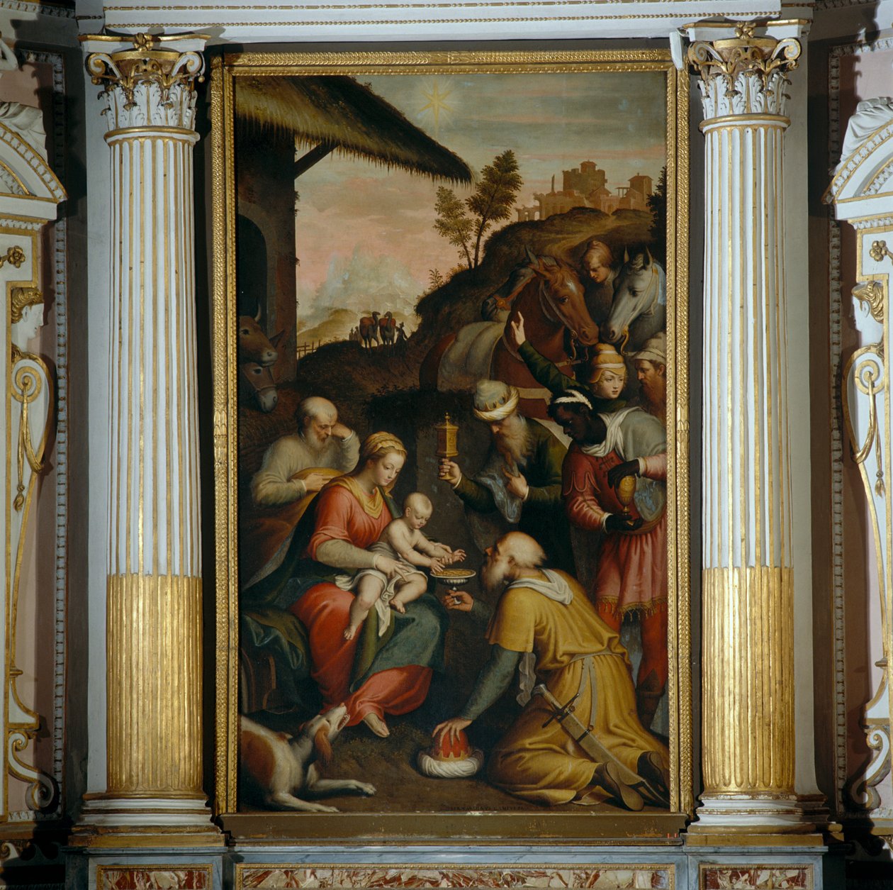 Klanění tří králů od Bernardino Campi