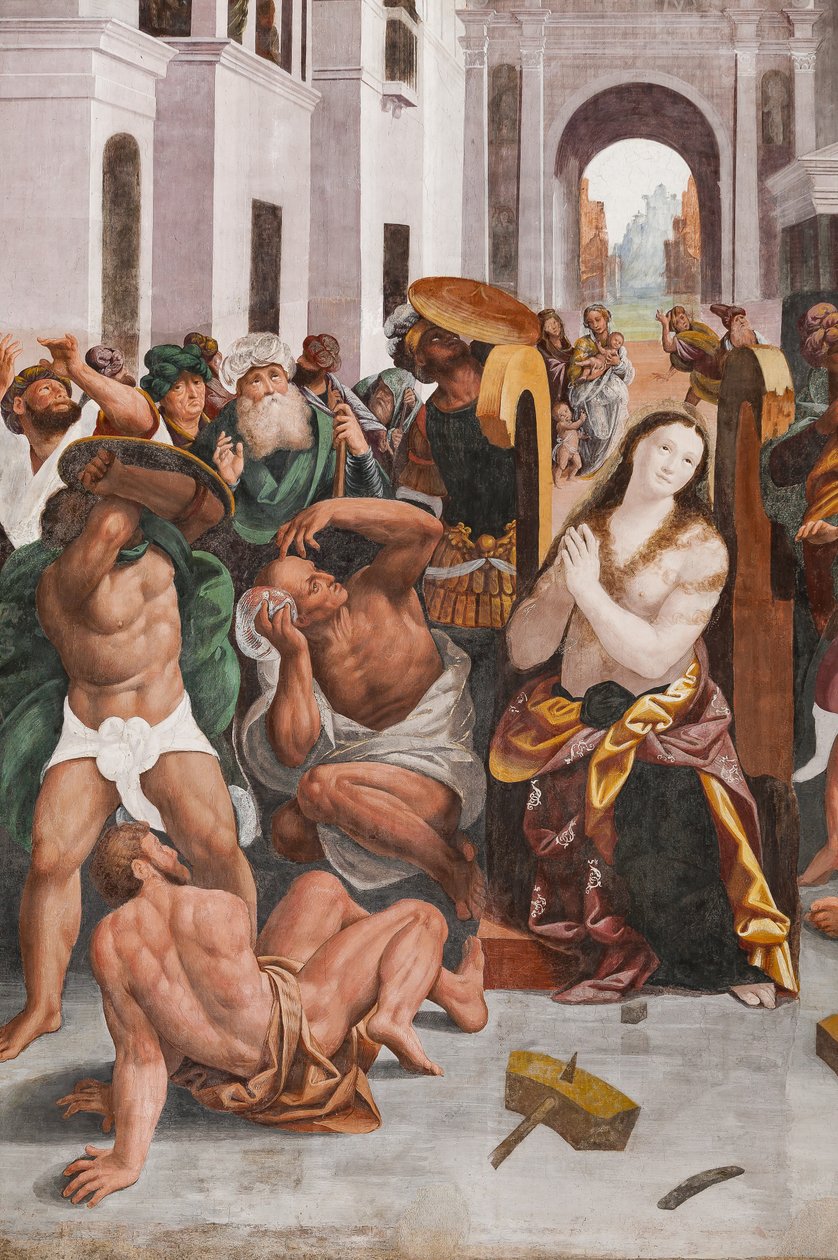 Detail Umučení svaté Kateřiny (freska) od Bernardino Lanino