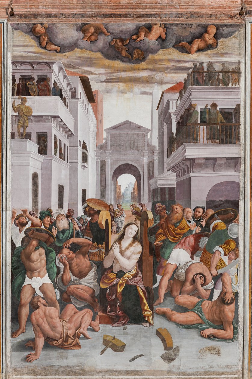 Detail Umučení svaté Kateřiny (freska) od Bernardino Lanino