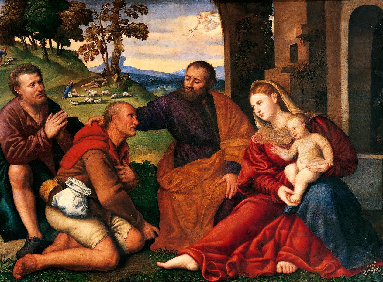 Klanění pastýřů, Bernardino Licinio (1489-1565) od Bernardino Licinio