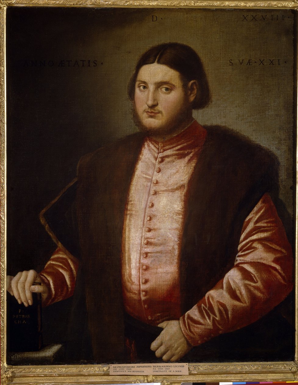 Portrét muže (Portrét muže). Obraz Bernardina Licinia (kolem 1489-cca 1565), olej na plátně od Bernardino Licinio