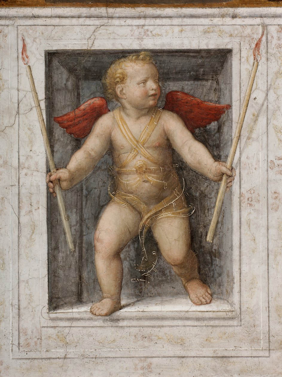 Anděl držící svíčky - detail (freska) od Bernardino Luini