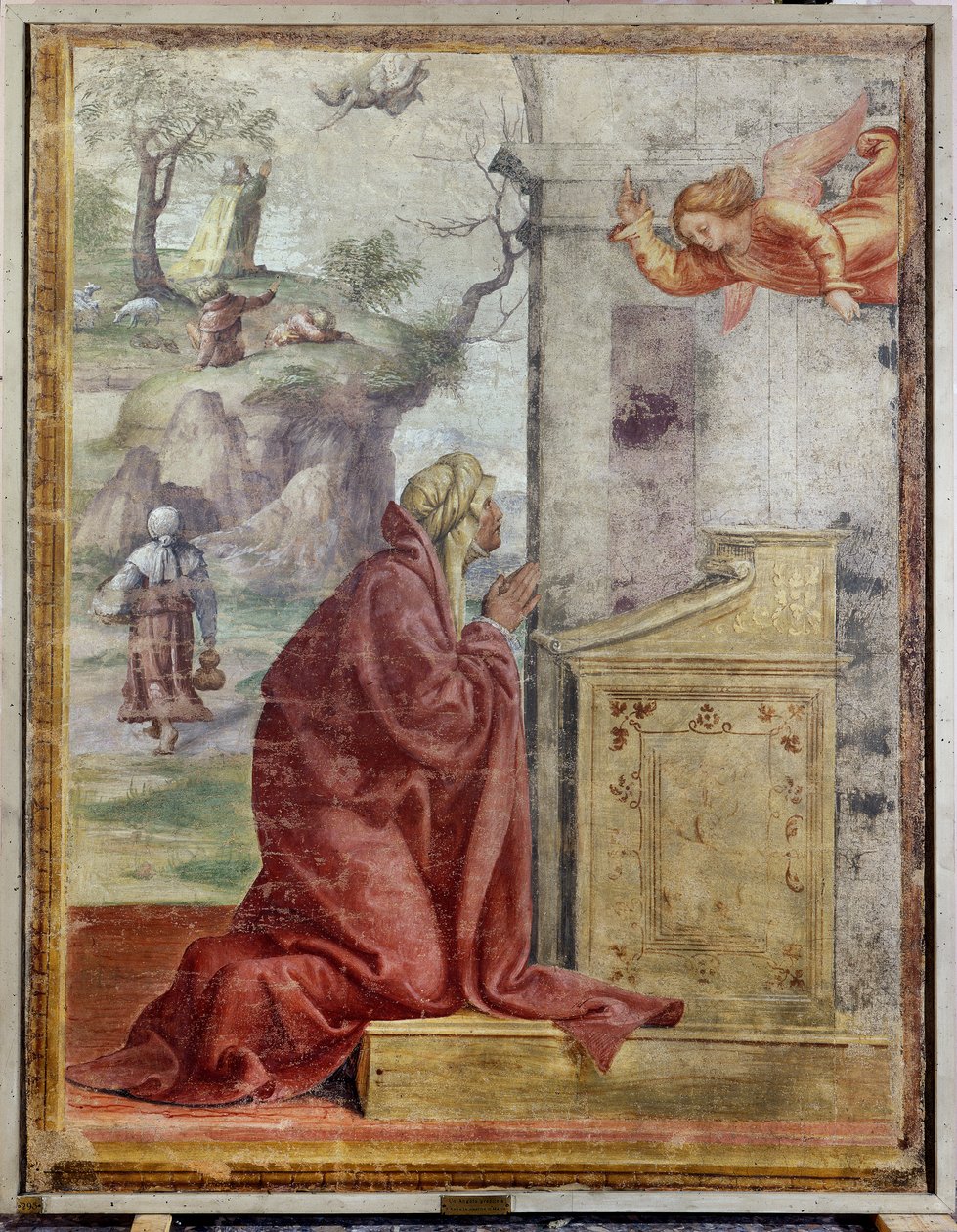 Zvěstování svaté Anně, v pozadí svatý Joachim a anděl od Bernardino Luini