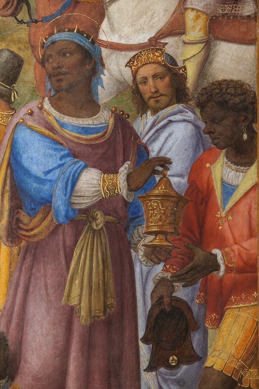 Detail Klanění tří mudrců, presbytář nebo hlavní kaple (freska) od Bernardino Luini