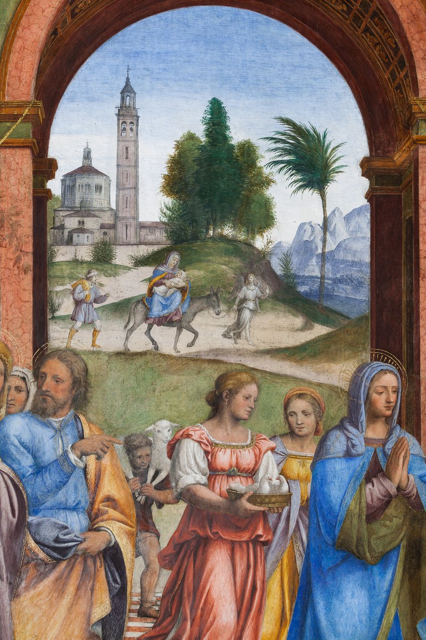 Detail představení Ježíše v chrámu (freska) od Bernardino Luini