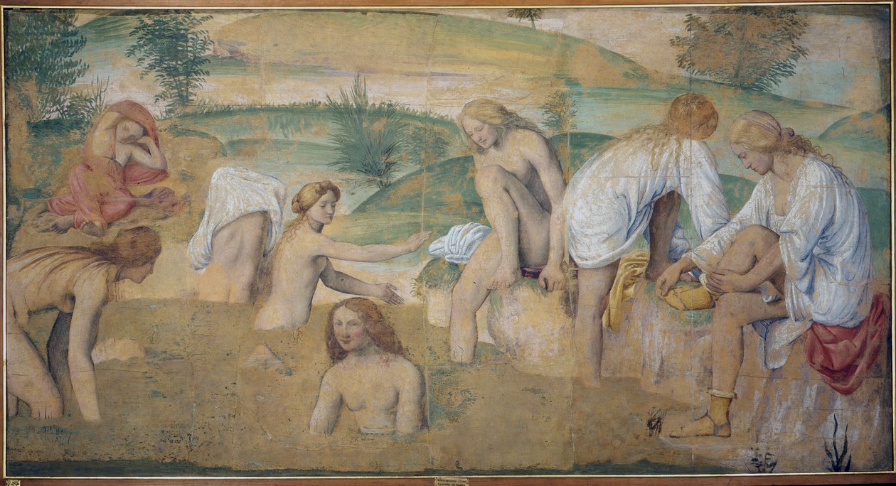 Nymfy ve vaně, cca 1514 (oddělená freska nesená na palubě) od Bernardino Luini