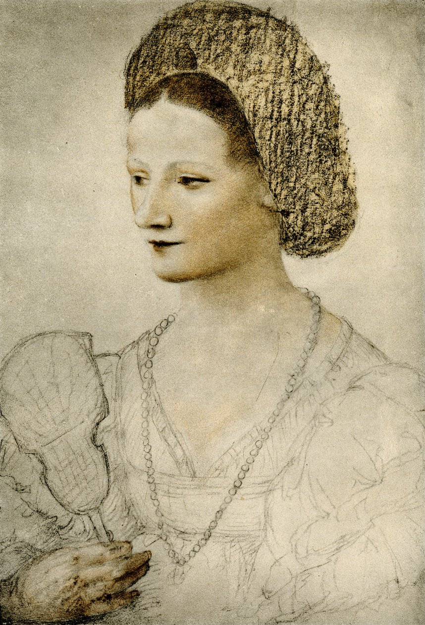 Portrét neznámé ženy s ventilátorem od Bernardino Luini