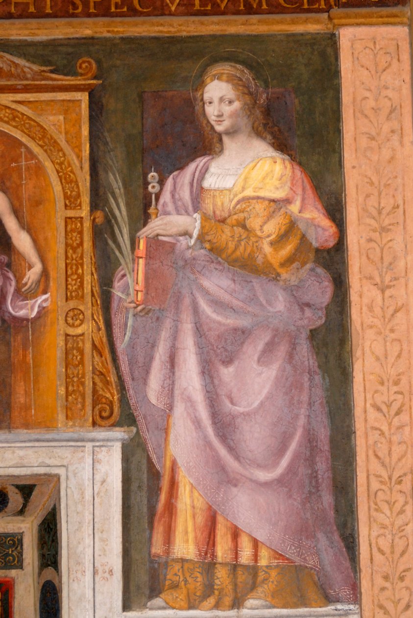 Svatá Lucie, freska od Bernardina Luiniho v kostele svatého Maurice v klášteře Maggiore, Milán, Lombardie, Itálie od Bernardino Luini