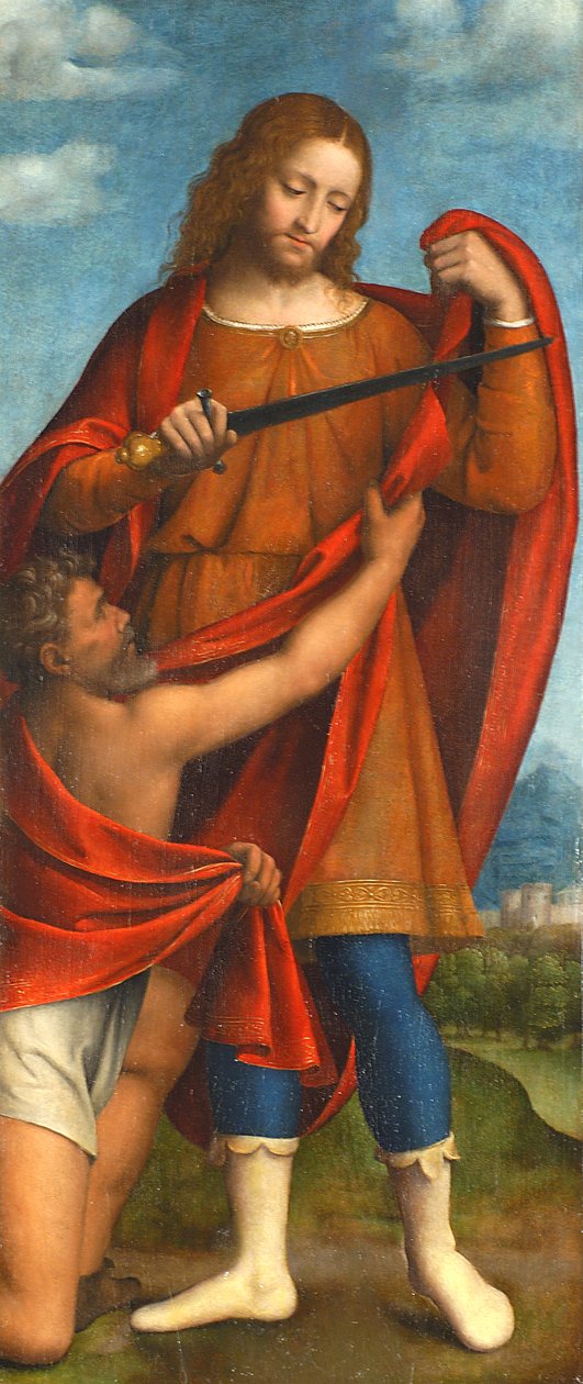 Svatý Martin sdílel svůj plášť s žebrákem, 1520-22 (tempera na palubě) od Bernardino Luini
