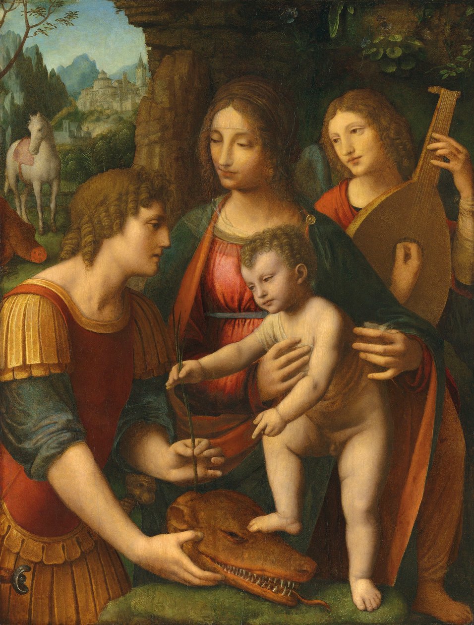Madona s dítětem se svatým Jiřím a andělem od Bernardino Luini