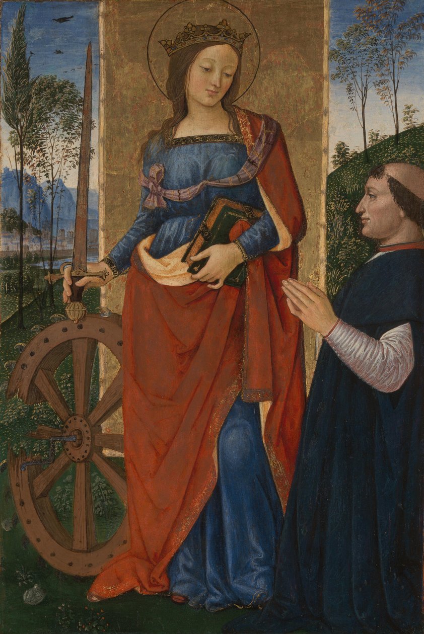 Svatá Kateřina Alexandrijská s dárcem, c. 1480 od Bernardino Pinturicchio