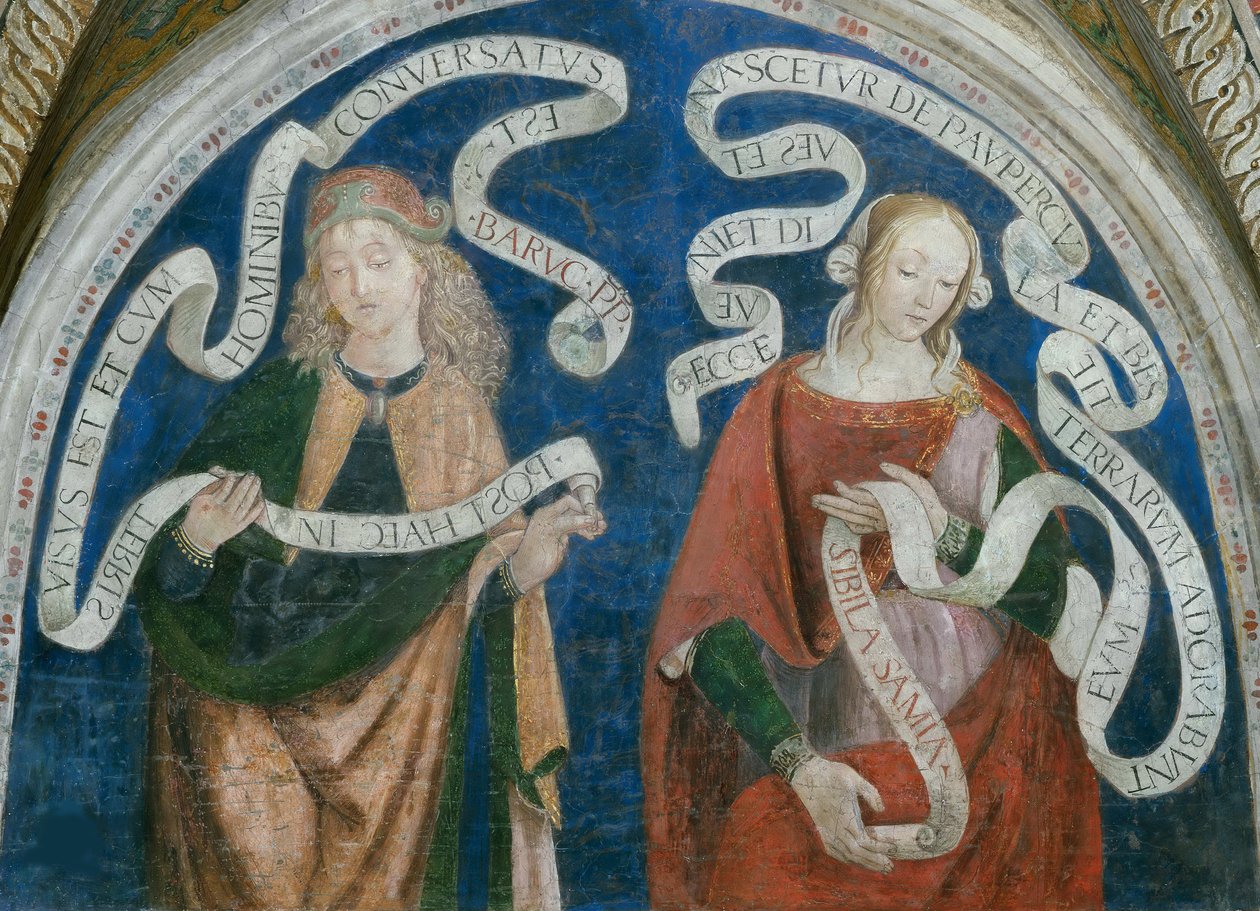 Le prophete Baruch et la sibylle samienne - Prorok Baruch a Samian Sibyla, Pinturicchio, Bernardino, Workshop of (1454-1513). Freska od Bernardino di Betto (workshop of) Pinturicchio