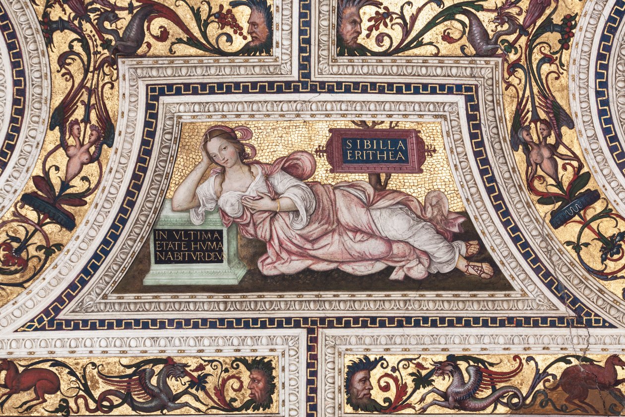 Eritrea Sibyla, detail Sibyly (freska od Bernardino di Betto Pinturicchio