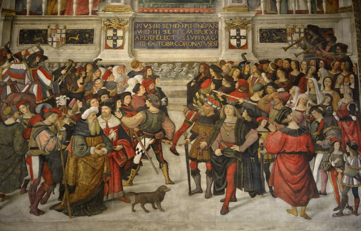 Itálie Toskánsko Siena, katedrála Duomo: Korunovace Pia II. (1405-1464) od Bernardino di Betto Pinturicchio