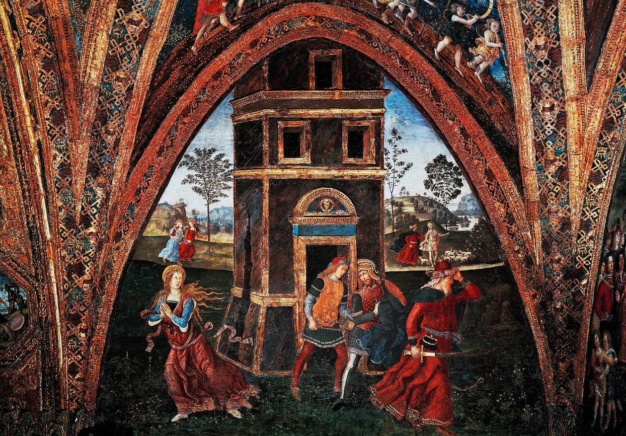 Umučení svaté Barbory, Bernardino Pinturicchio (cca 1452-1513), freska, Síň svatých, Borgia Apartments, Apoštolský palác, Vatikán, Itálie. od Bernardino di Betto Pinturicchio