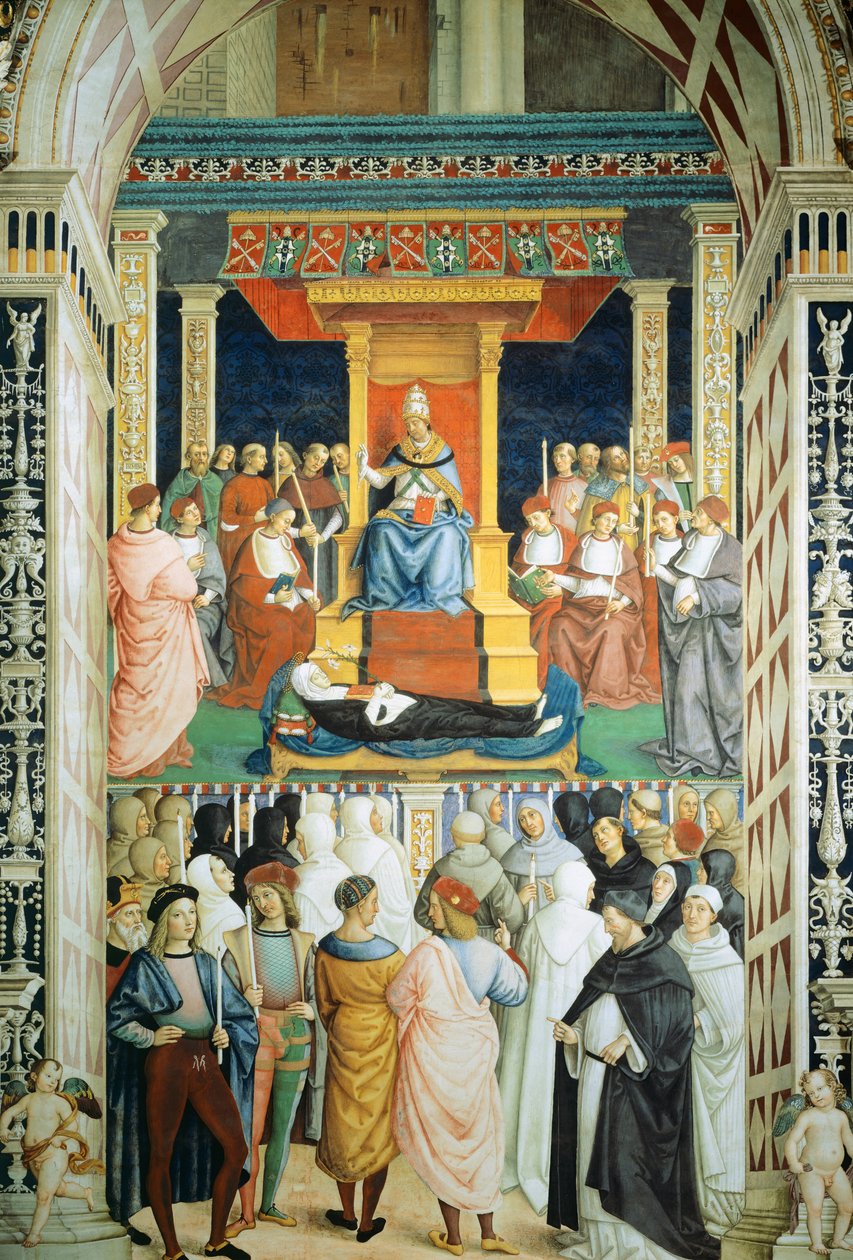 Pius II. kanonizuje svatou Kateřinu Sienskou v roce 1461. od Bernardino di Betto Pinturicchio