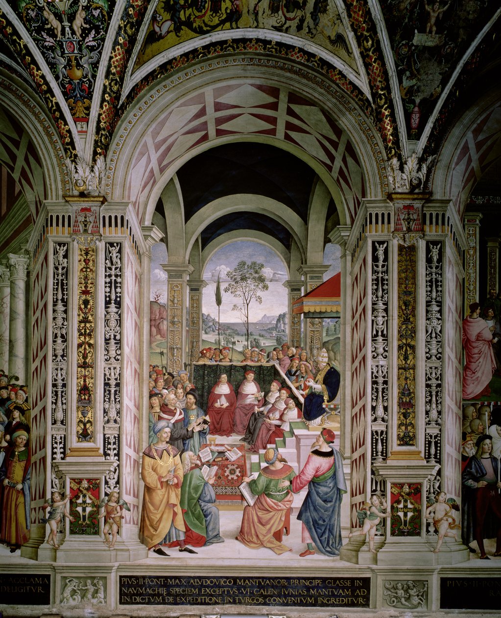 Papež Pius II. (1405-64) předsedá mantovskému sněmu v roce 1459 od Bernardino di Betto Pinturicchio