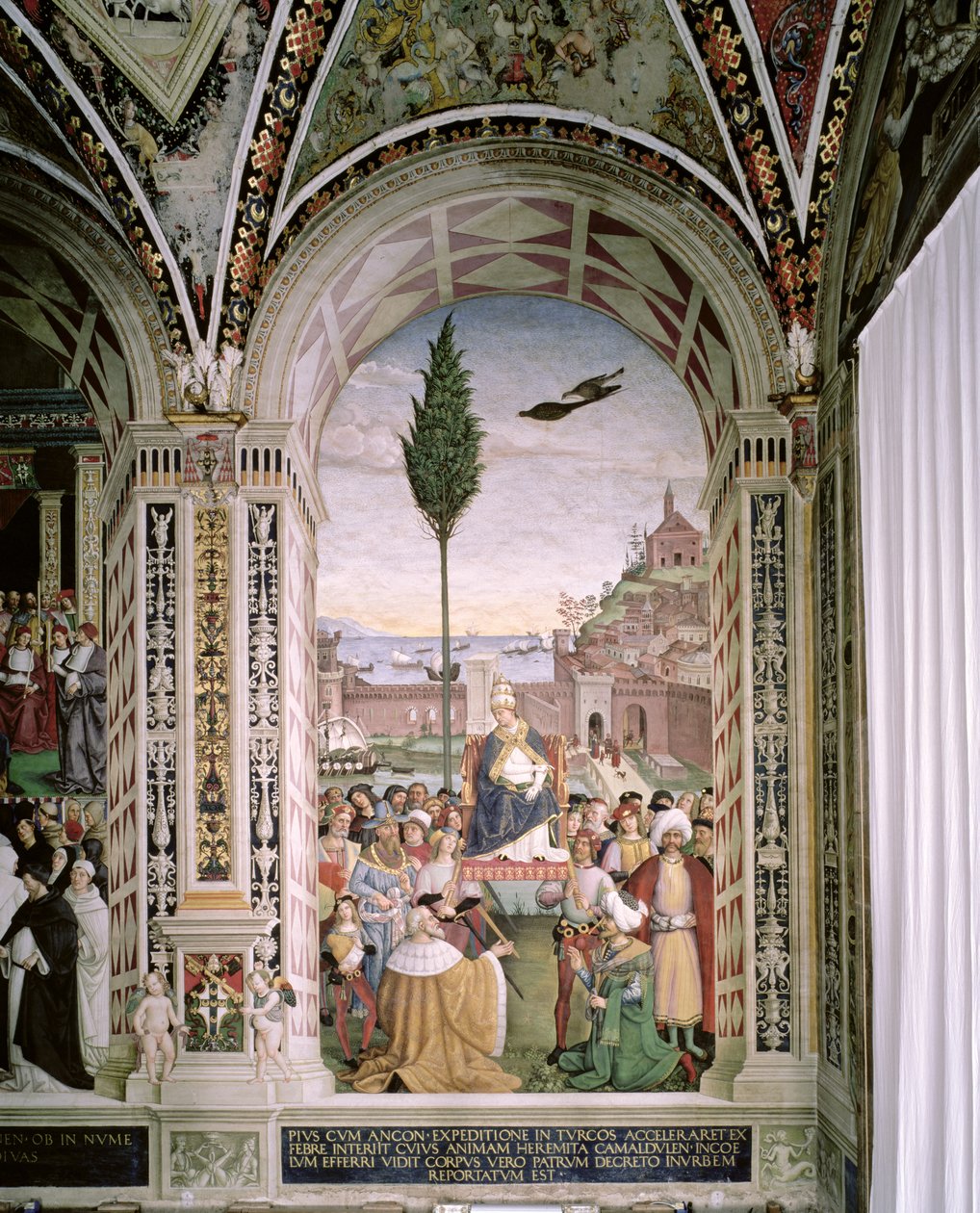 Papež Pius II. (1405-64) v Anconě žehná flotile, která se 15. srpna 1464 chystá odjet do Svaté země od Bernardino di Betto Pinturicchio