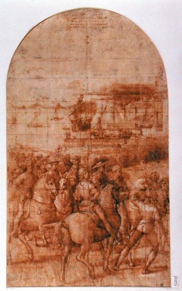 Přípravná karikatura pro „Aeneas Sylvius Piccolomini (1405-64) Cesty do Basilejského koncilu“ (pero a inkoust na papíře) od Bernardino di Betto Pinturicchio