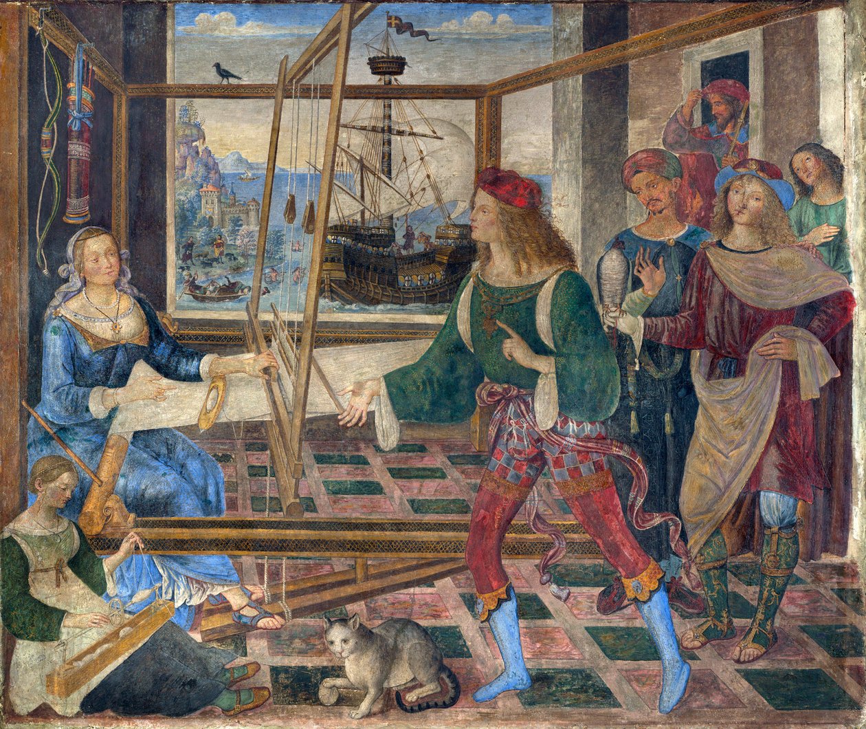 Návrat Odyssea k Penelope od Bernardino di Betto Pinturicchio