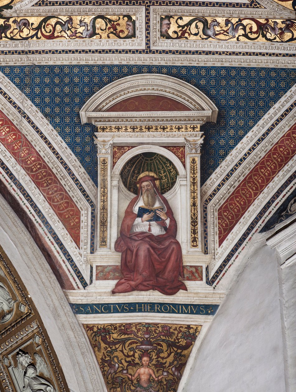 Svatý Jeroným, detail učitelů církve (freska od Bernardino di Betto Pinturicchio