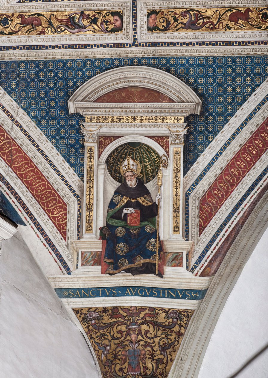 Svatý Augustin z Hrocha, detail církevních učitelů (freska od Bernardino di Betto Pinturicchio