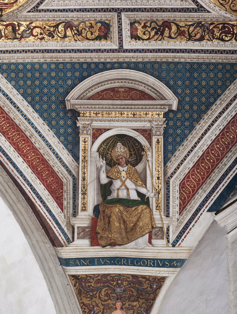 Svatý Řehoř Veliký, detail učitelů církve (freska od Bernardino di Betto Pinturicchio