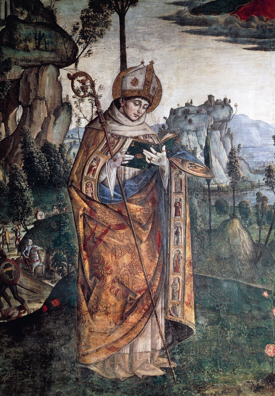 St Louis of Toulouse, detail z Glory of St Bernardino od Bernardino di Betto Pinturicchio