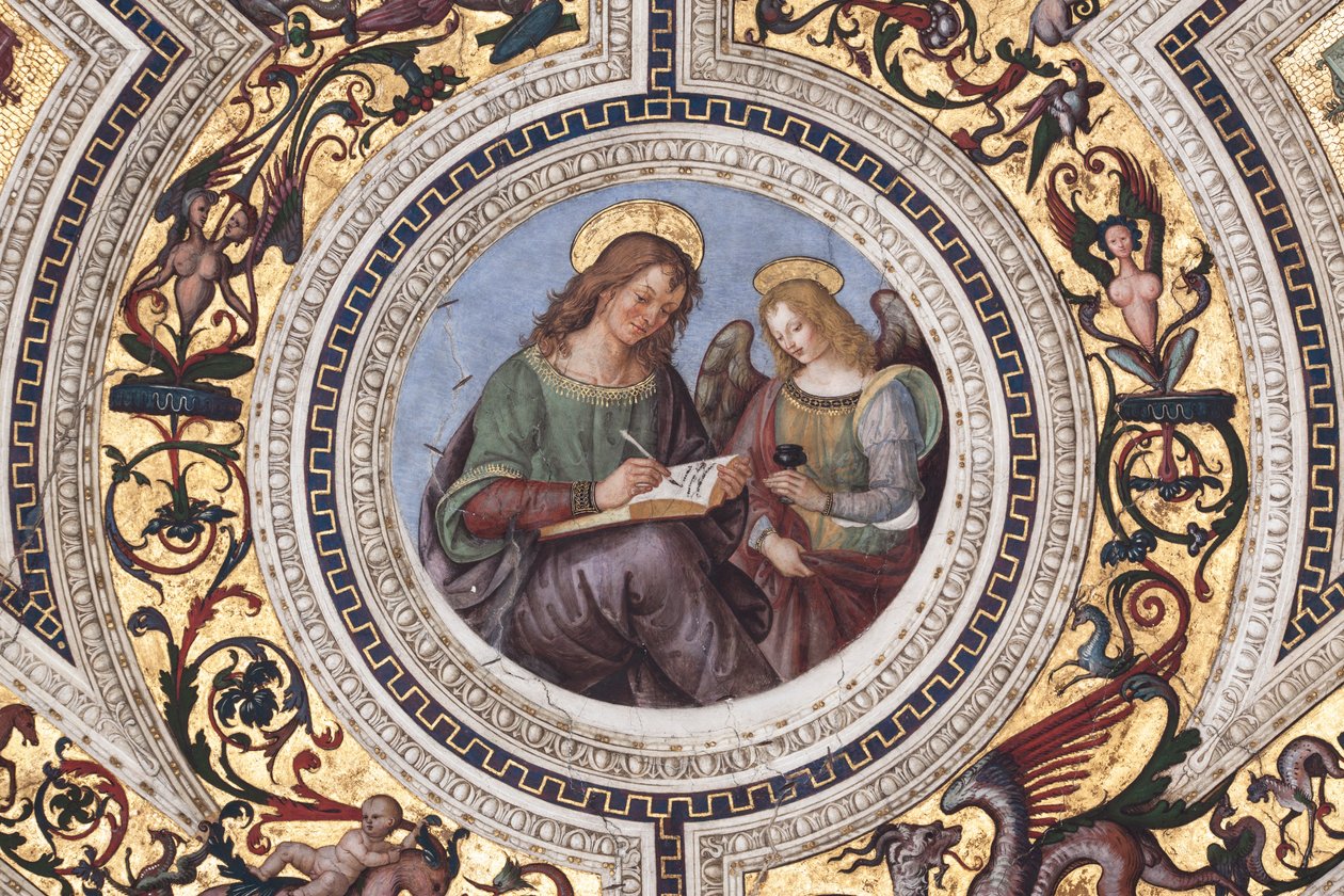Svatý Matouš, detail Čtyř evangelistů (freska od Bernardino di Betto Pinturicchio