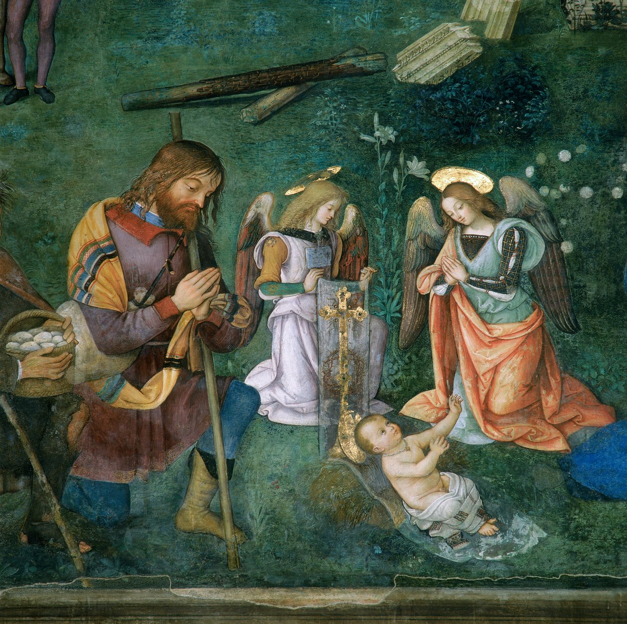 Ježíšek, detail Narození Páně od Bernardino di Betto Pinturicchio