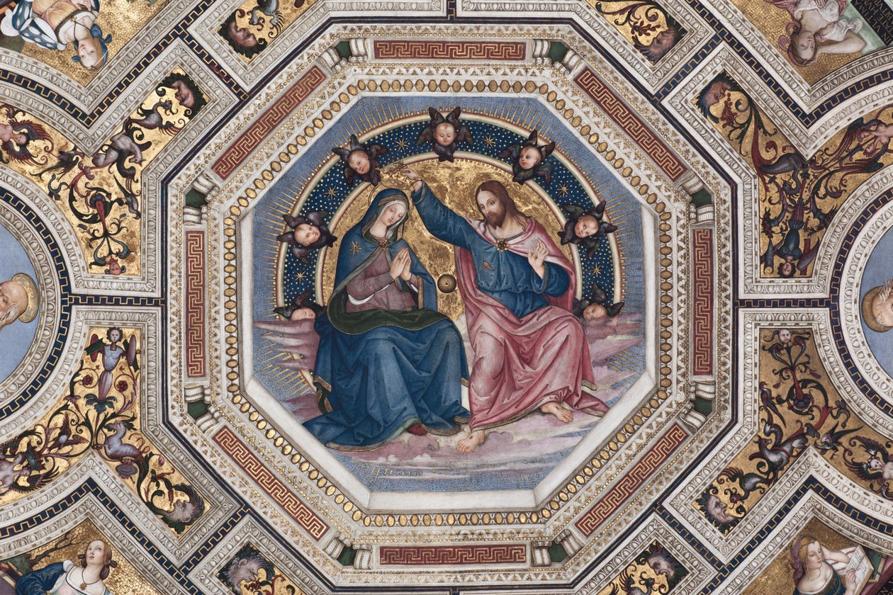 Korunovace Panny Marie Voute sboru od Pinturicchio (Bernardino di Betto) (1454-1513) - 1508-1510 Bazilika Santa Maria del Popolo (kostel Santa Maria del Popolo), Řím od Bernardino di Betto Pinturicchio