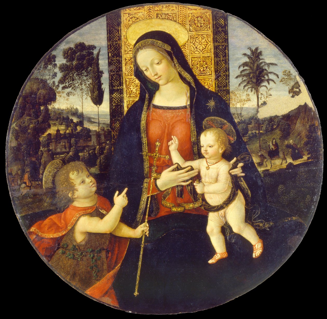 Panna a dítě s kojencem sv. Jana Křtitele od Bernardino di Betto called Il Pinturicchio and workshop