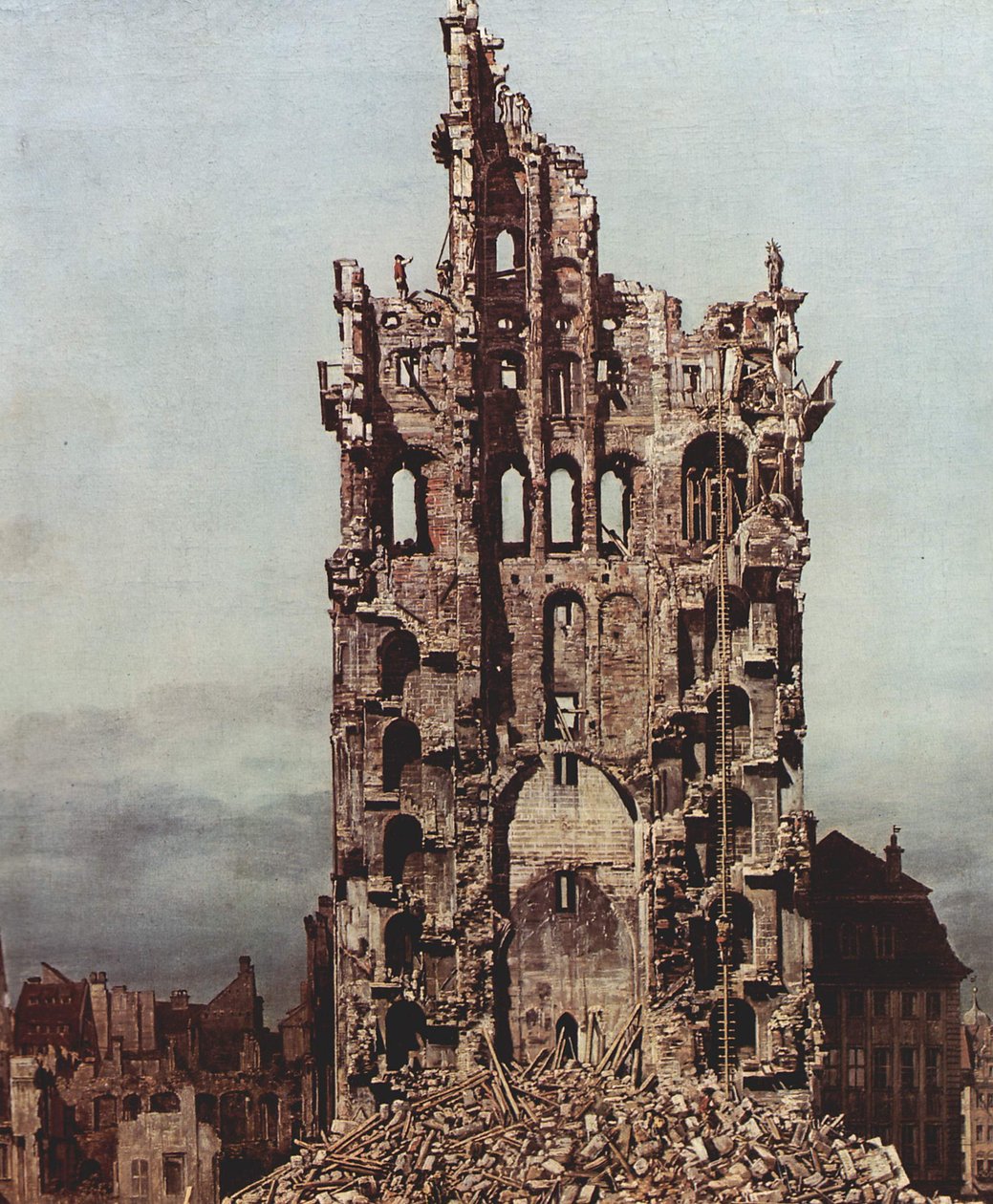 Pohled na Drážďany, ruiny Kreuzkirche, při pohledu z východu od Bernardo Bellotto