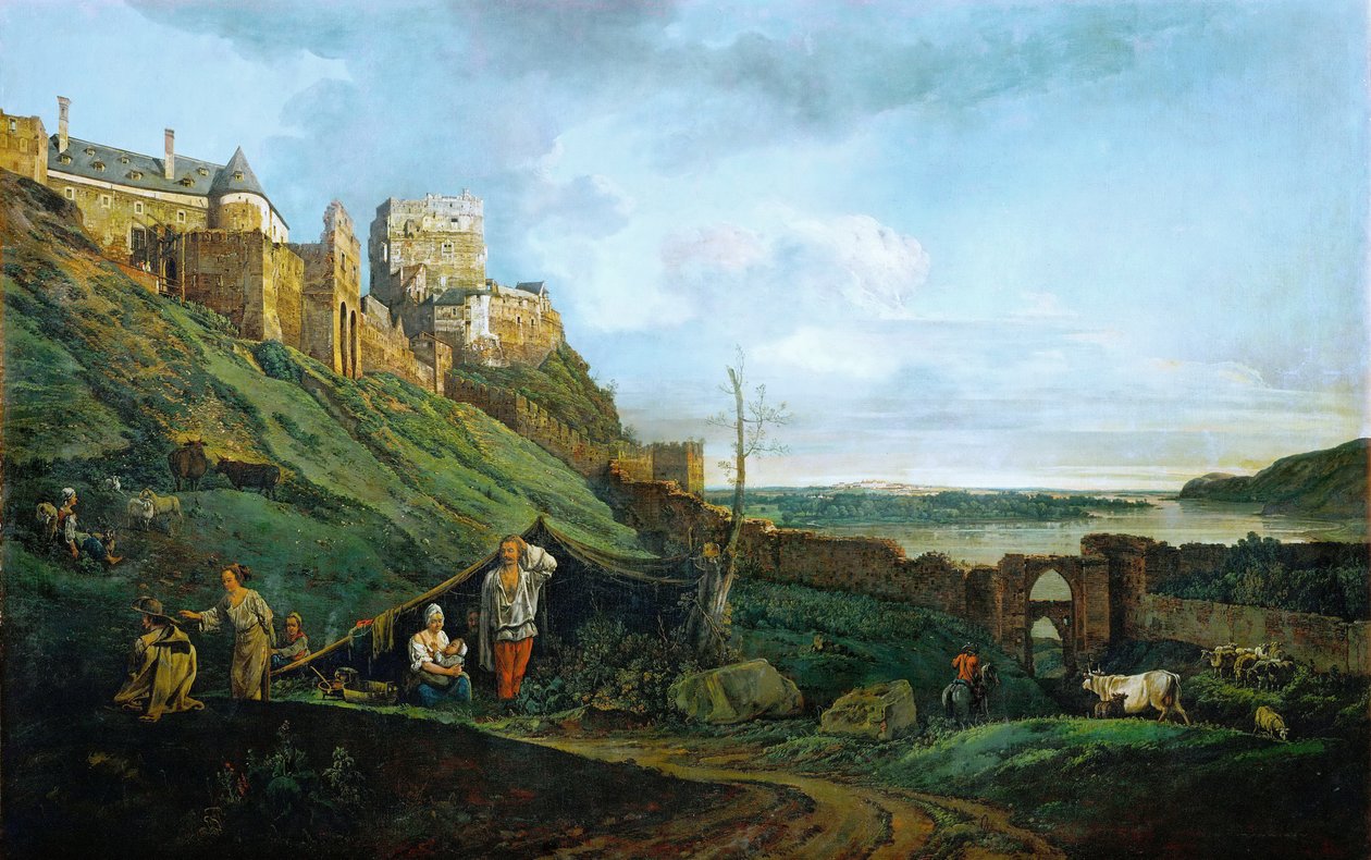 Zříceniny Théb na pochodu od Bernardo Bellotto