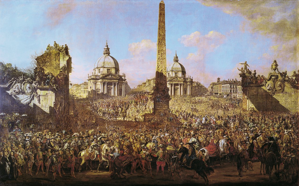 Vstup Jerzyho Ossolinského (1595-1650) do Říma polského vyslance Wladyslawa IV. (1595-1648) s papežem Urbanem VIII. (1568-1644) 1779 od Bernardo Bellotto