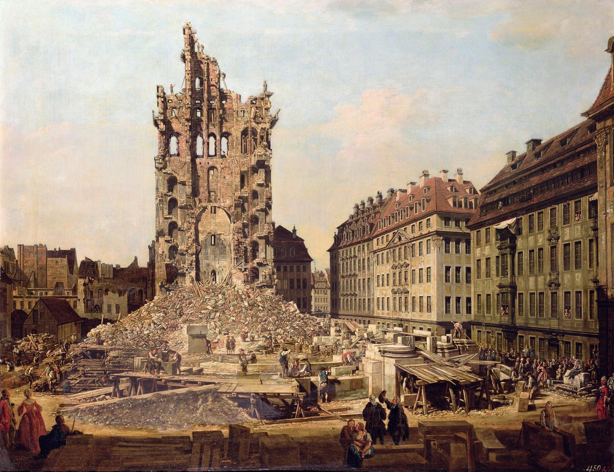 Ruiny starého Kreuzkirche, Drážďany od Bernardo Bellotto