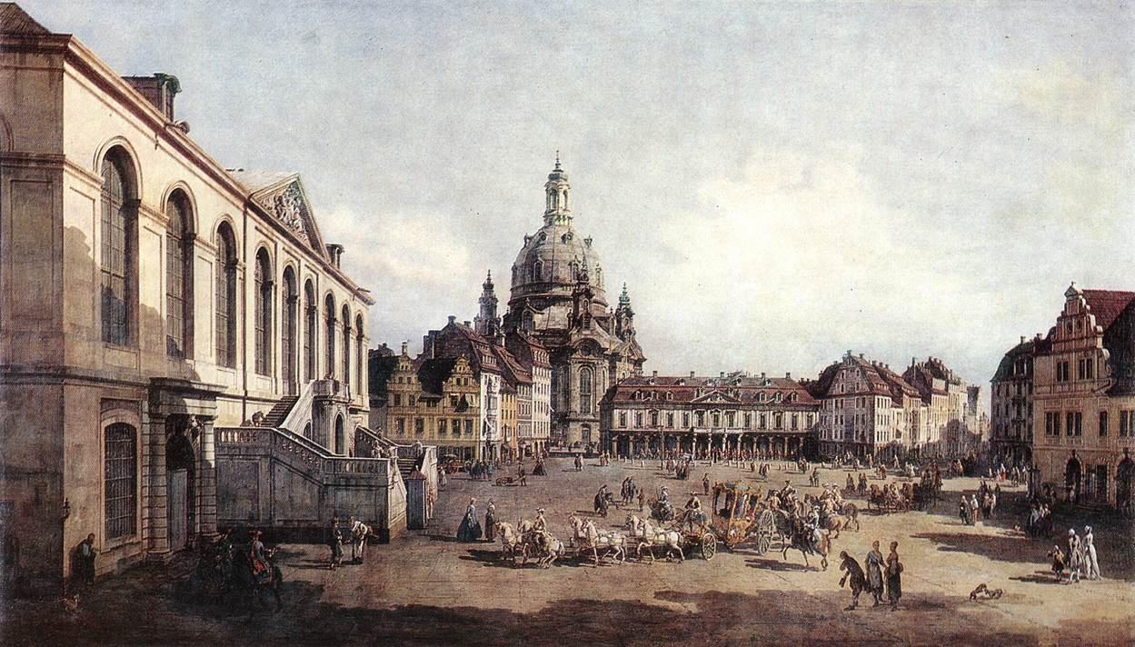 Nové tržiště v Drážďanech z Jüdenhofu od Bernardo Bellotto