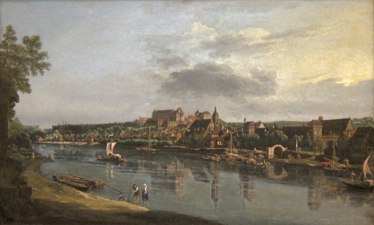 Pirna vidět z pravého břehu Labe od Bernardo Bellotto