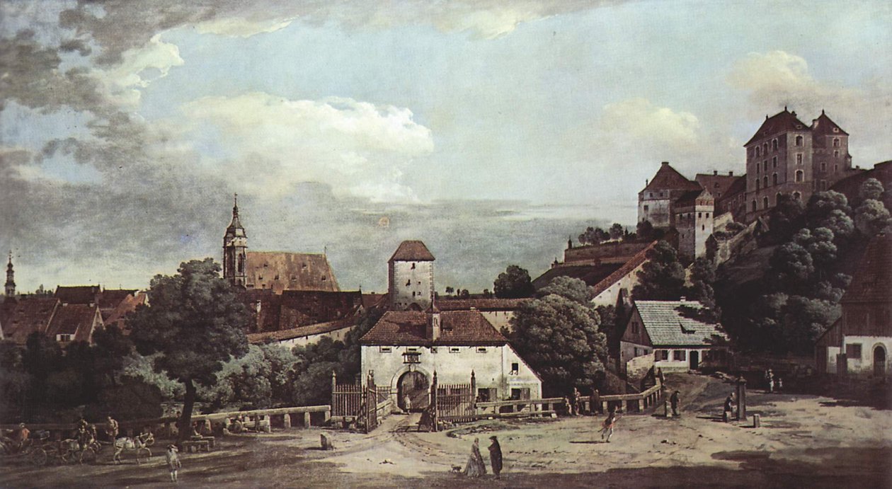 Pirna při pohledu z jihu, s opevněním a horní bránou od Bernardo Bellotto
