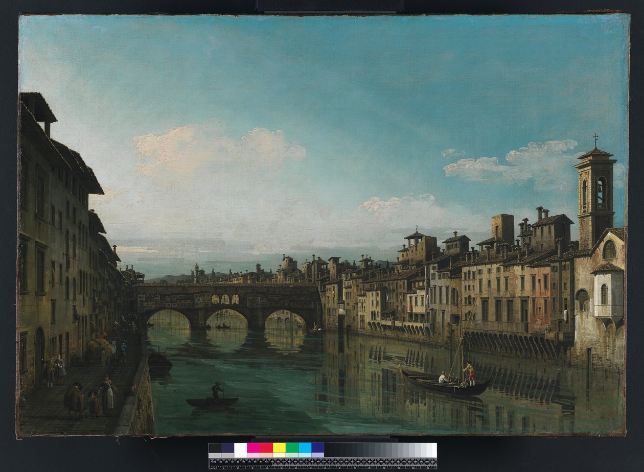Arno ve Florencii s Ponte Vecchio, c.1745 od Bernardo Bellotto