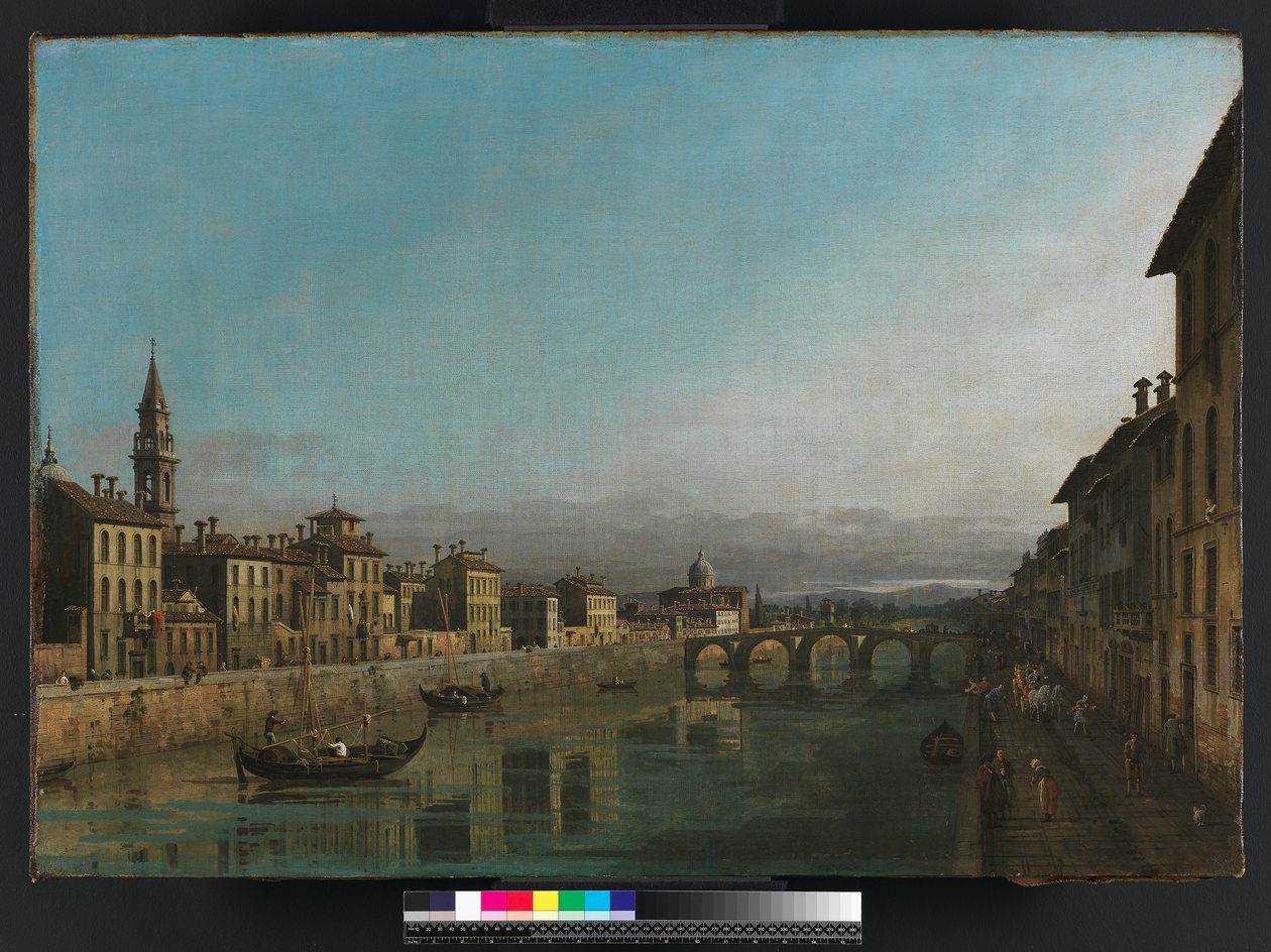 Arno ve Florencii s Ponte alla Carraia, c.1745 od Bernardo Bellotto