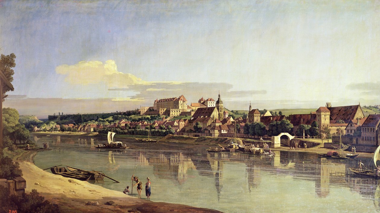 Pohled na Pirnu z pravého břehu Labe, asi 1753 od Bernardo Bellotto