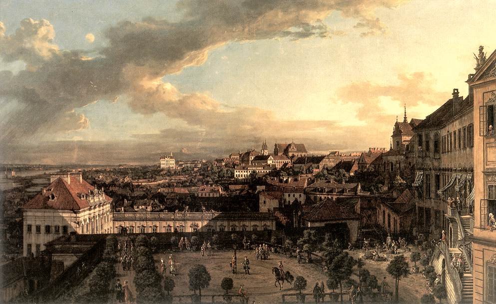 Pohled na Varšavu z královského paláce od Bernardo Bellotto