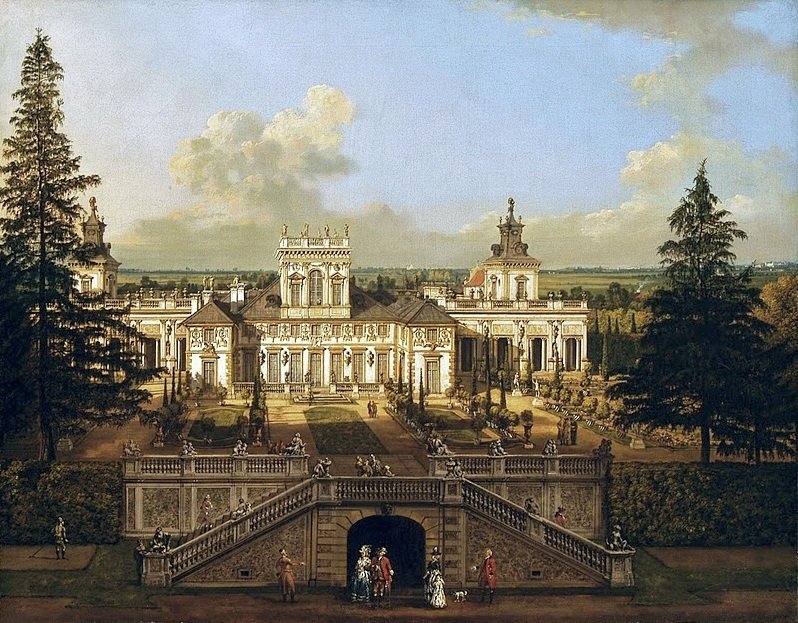 Palác Wilanów, jak je vidět ze zahrady od Bernardo Bellotto