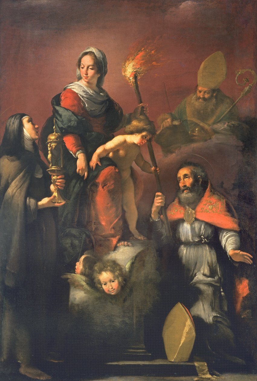 Madona s dítětem se svatou Klárou, svatým Ambrožem a svatým Erasmem od Bernardo Strozzi