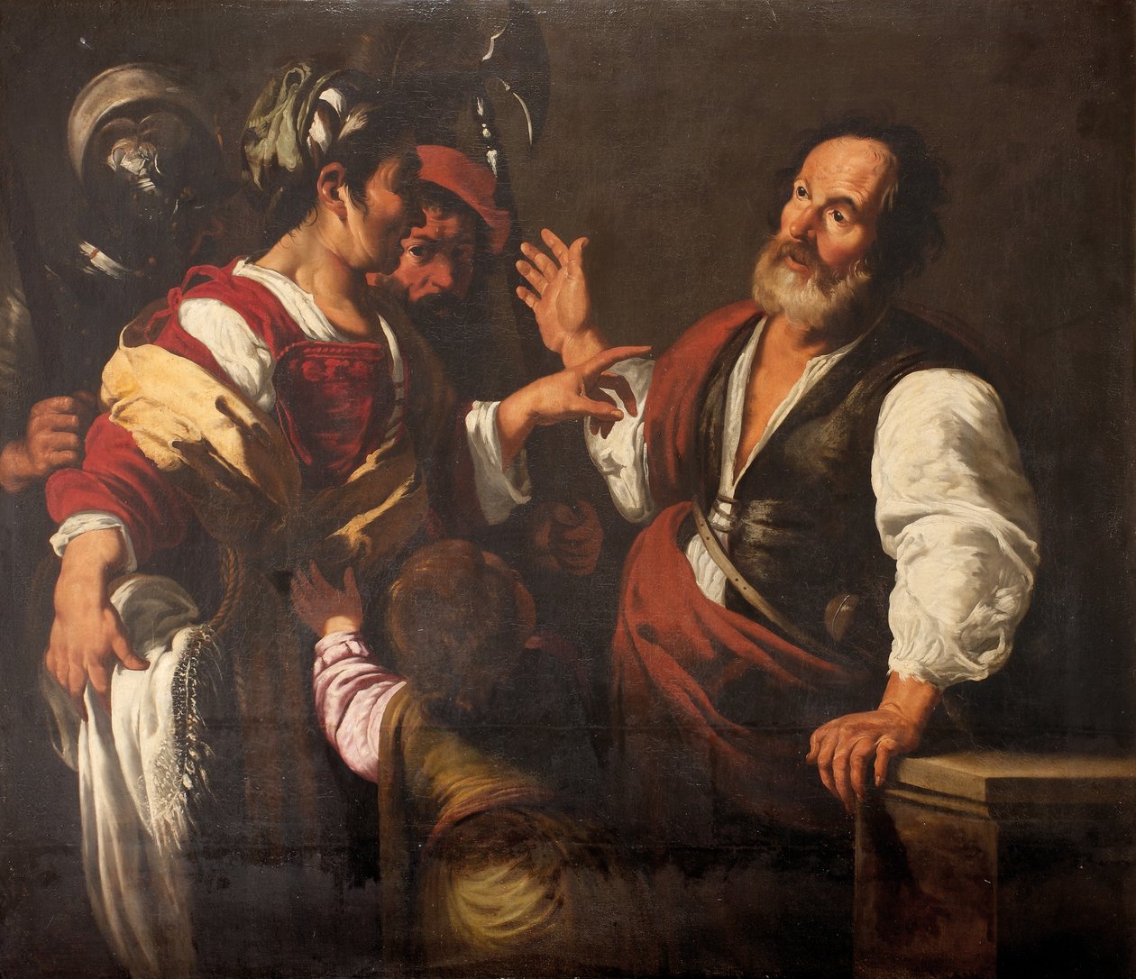 Zapření svatého Petra (olej na plátně) od Bernardo (follower of) Strozzi