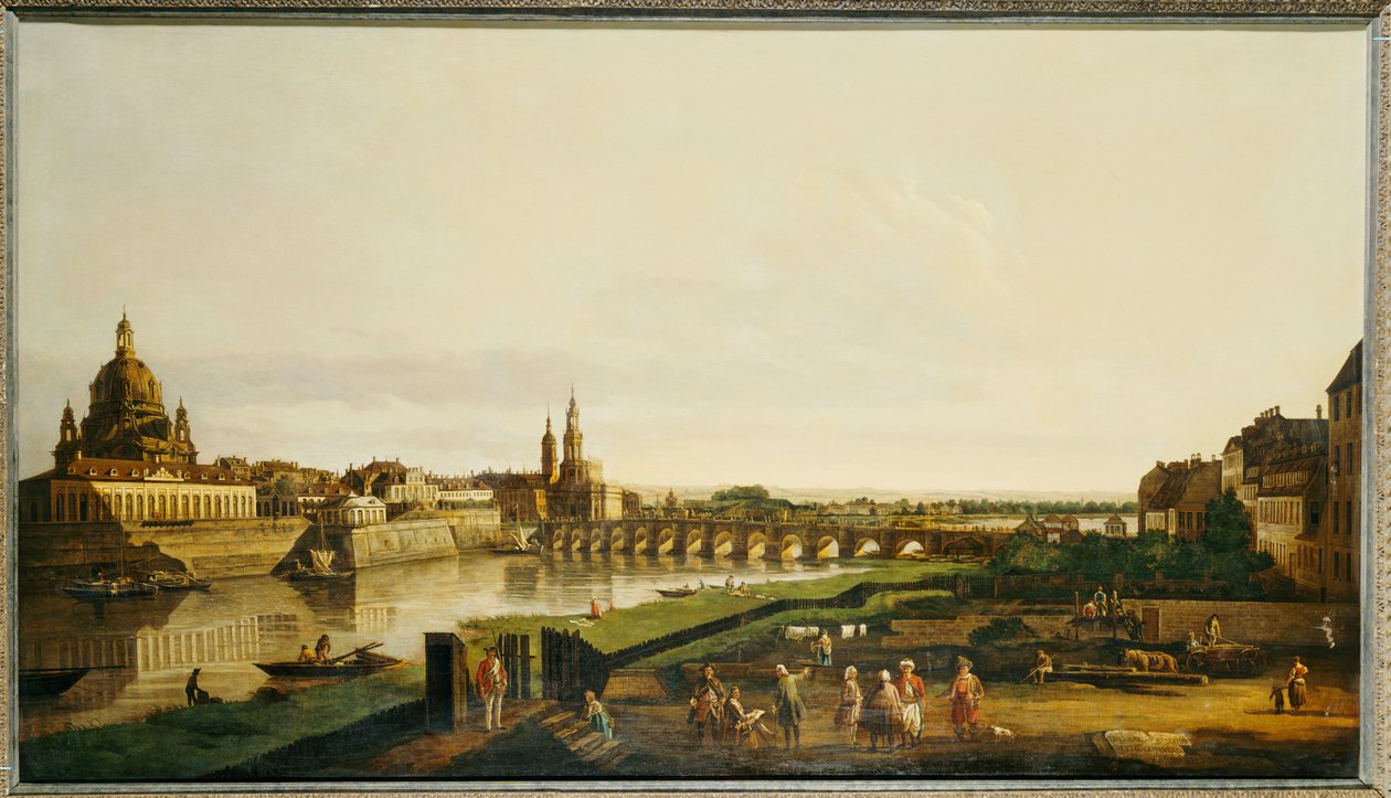 Pohled na Drážďany z pravého břehu řeky Labe nad Augustusbruckem od Bernardo Bellotto